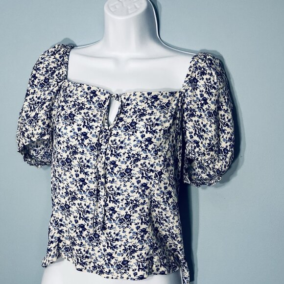 Milkmaid Coquettee Crop Top Medium Smocked Cottage Peasant Puff Sleeve Soft Girl - Picture 2 of 11